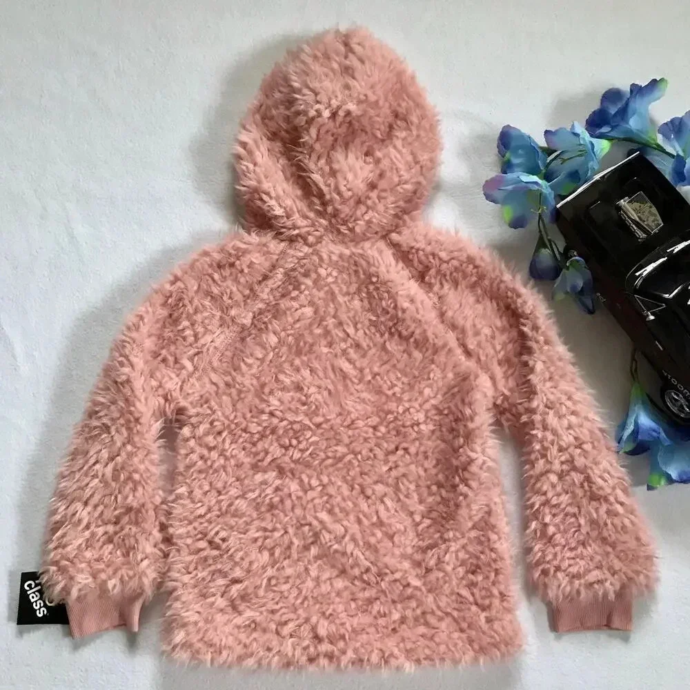 Art Class NWT Faux Fur Half Zip Pullover Lightweight Jacket Girls XS (4/5)